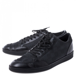 Pre Owned حذاء رياضي لوي فيتون اوفشور جلد ونايلون دامييه غرافيت مقاس 43