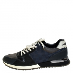 Pre Owned Louis Vuitton Multicolor Damier Leather And Nubuck Run Away Lace Up Sneakers Size 44.5