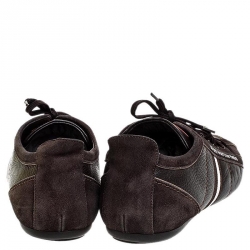 Pre Owned حذاء رياضي لوي فيتون منخفض من الأعلي كوزموس سويدي وجلد بني مقاس 44