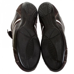 Pre Owned حذاء رياضي لوي فيتون منخفض من الأعلي كوزموس سويدي وجلد بني مقاس 44