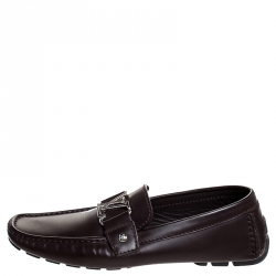 Pre Owned Louis Vuitton Burgundy Leather Monte Carlo Loafers Size 41