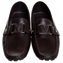 Pre Owned Louis Vuitton Burgundy Leather Monte Carlo Loafers Size 41