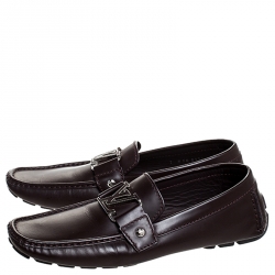 Pre Owned Louis Vuitton Burgundy Leather Monte Carlo Loafers Size 41