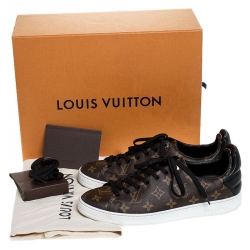 Louis Vuitton Brown Monogram Canvas and Black Leather Frontrow Low Top Sneakers Size 41