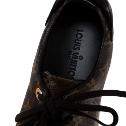 Louis Vuitton Brown Monogram Canvas and Black Leather Frontrow Low Top Sneakers Size 41