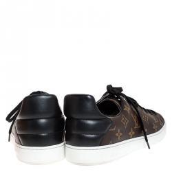Louis Vuitton Brown Monogram Canvas and Black Leather Frontrow Low Top Sneakers Size 41