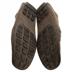 Pre Owned Louis Vuitton Olive Green Suede Hockenheim Loafers Size 43