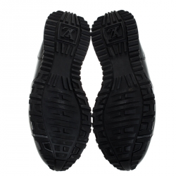 Louis Vuitton Black/Tan Leather Trim Run Lace Up Sneakers Size 43