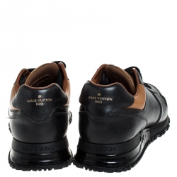 Louis Vuitton Black/Tan Leather Trim Run Lace Up Sneakers Size 43