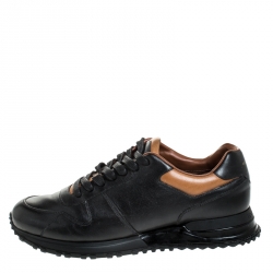 Louis Vuitton Black/Tan Leather Trim Run Lace Up Sneakers Size 43