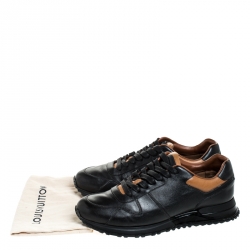 Louis Vuitton Black/Tan Leather Trim Run Lace Up Sneakers Size 43