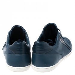 Pre Owned Louis Vuitton Dark Teal Blue Leather And Nylon Low Top Sneakers Size 41