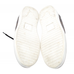 Pre Owned Louis Vuitton Brown Monogram Canvas and Black Leather Frontrow Low Top Sneakers Size 43