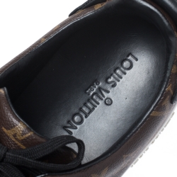 Pre Owned Louis Vuitton Brown Monogram Canvas and Black Leather Frontrow Low Top Sneakers Size 43