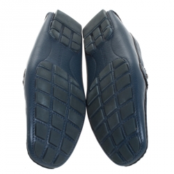 Pre Owned Louis Vuitton Blue Leather Monte Carlo Loafers Size 44