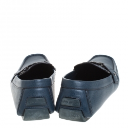 Pre Owned Louis Vuitton Blue Leather Monte Carlo Loafers Size 44