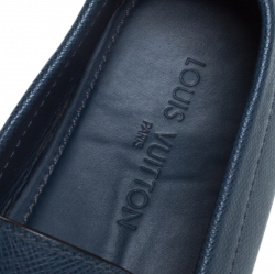 Pre Owned Louis Vuitton Blue Leather Monte Carlo Loafers Size 44