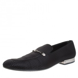 Louis Vuitton Black Satin Bank Slip On Loafers Size 43.5