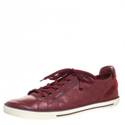 Louis Vuitton Red Damier Leather Low Top Lace Up Sneakers Size 44.5