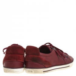 Louis Vuitton Red Damier Leather Low Top Lace Up Sneakers Size 44.5