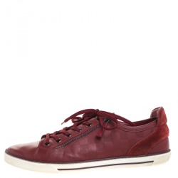 Louis Vuitton Red Damier Leather Low Top Lace Up Sneakers Size 44.5