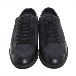 Pre Owned Louis Vuitton Damier Graphite Nylon and Leather Offshore Sneakers Size 45
