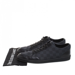 Pre Owned Louis Vuitton Damier Graphite Nylon and Leather Offshore Sneakers Size 45