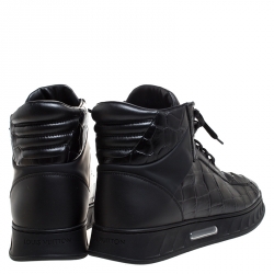 Louis Vuitton Black Croc Embossed Leather Lace High Top Sneakers Size 43