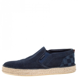 Pre Owned Louis Vuitton Blue Denim Slip On Sneakers Size 42.5
