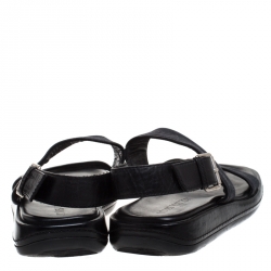 Pre Owned صندل لوي فيتون جلد وقماش دنيم أسود مقاس 42