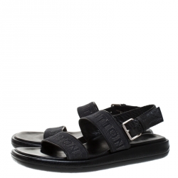 Pre Owned صندل لوي فيتون جلد وقماش دنيم أسود مقاس 42