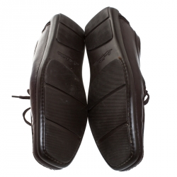 Pre Owned Louis Vuitton Brown Textured Leather Derby Size 44.5