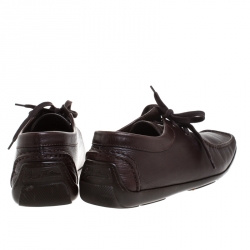 Pre Owned Louis Vuitton Brown Textured Leather Derby Size 44.5