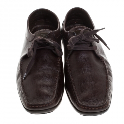 Pre Owned Louis Vuitton Brown Textured Leather Derby Size 44.5