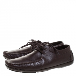 Pre Owned Louis Vuitton Brown Textured Leather Derby Size 44.5