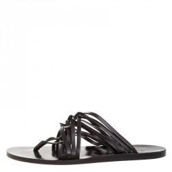 Pre Owned Louis Vuitton Brown Leather Thong Flat Sandals Size 41