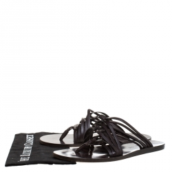 Pre Owned Louis Vuitton Brown Leather Thong Flat Sandals Size 41