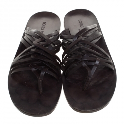 Pre Owned Louis Vuitton Brown Leather Thong Flat Sandals Size 41