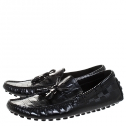 Pre Owned حذاء لوفرز لوي فيتون امولا بشراريب سويدي أسود مقاس 40