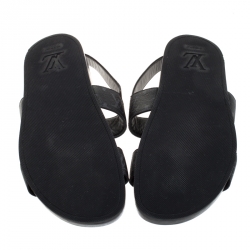 مملوكة مسبقًا Louis Vuitton Black Monogram Canvas And Leather Back Strap Sandals Size 44