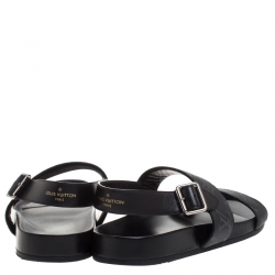 مملوكة مسبقًا Louis Vuitton Black Monogram Canvas And Leather Back Strap Sandals Size 44