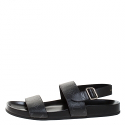 مملوكة مسبقًا Louis Vuitton Black Monogram Canvas And Leather Back Strap Sandals Size 44