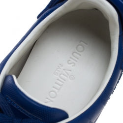 Pre Owned Louis Vuitton Blue Damier Infini Leather Frontrow Lace Up Sneakers Size 40.5