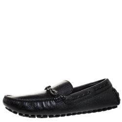 Louis Vuitton Black Leather Slip On Loafer Size 43