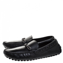 Louis Vuitton Black Leather Slip On Loafer Size 43