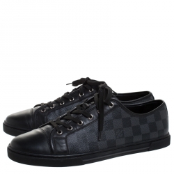 Louis Vuitton Damier Graphite Canvas and Black Leather Offshore Sneakers Size 42