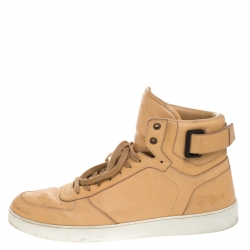 Pre Owned Louis Vuitton Natural Veg-Tan Leather Rivoli High Top Sneakers Size 45