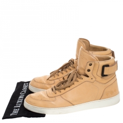 Pre Owned Louis Vuitton Natural Veg-Tan Leather Rivoli High Top Sneakers Size 45
