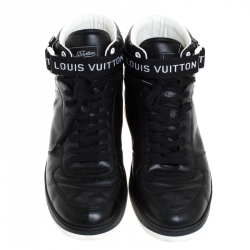 Pre Owned Louis Vuitton Black Leather Rivoli High Top Sneakers Size 44