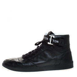 Louis Vuitton Black Leather Rivoli High Top Sneakers Size 40.5